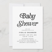 Invitation Baby shower rétro noir et blanc minimal (Devant)