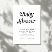 Invitation Baby shower rétro noir et blanc minimal