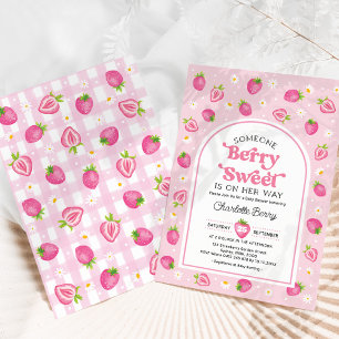 Invitation Baby shower Retro Pink Fraise Berry Sweet Girl