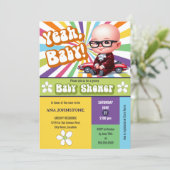 Invitation Baby shower rétro pour bébé (Debout devant)