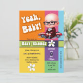 Invitation Baby shower rétro pour bébé (Debout devant)