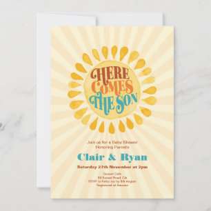 Invitation Baby Shower Rétro pour Garçon, Voici venir le Fils
