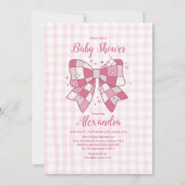 Invitation Baby shower Retro Rose Bow fille (Devant)
