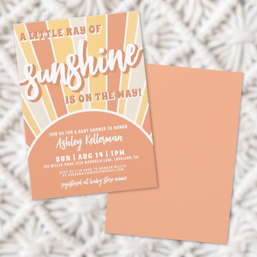 Invitation Baby Shower Rétro Soleil Bébé