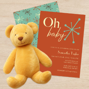 Invitation Baby shower Retro Spoutnik du milieu du