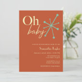 Invitation Baby shower Retro Spoutnik du milieu du (Debout devant)