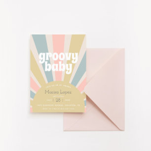 Invitation Baby shower rétro super Hippie bébé