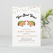 Invitation Baby shower rétro Super Taco Bout Twins Fiesta (Debout devant)