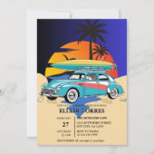 Invitation Baby shower Retro Surfer (Devant)