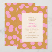 Invitation Baby Shower Rétro Taches de Couples Or Rose (Devant / Derrière)