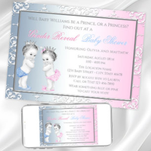 Invitation Baby Shower Révélation du Sexe du Prince Princesse