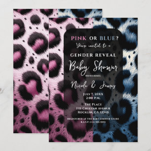 Invitation Baby Shower Révélation du Sexe Imprimé Léopard Ros