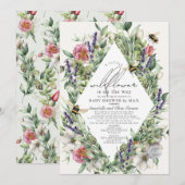 Invitation Baby shower Rhombus fleur sauvage par courrier (Devant / Derrière)