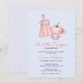 Invitation Baby shower Robe Rose et Bleu jolie fille (Devant / Derrière)