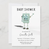 Invitation Baby shower robot mignon (Devant)