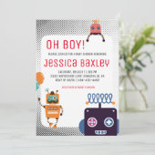 Invitation Baby Shower Robot Rétro (Debout devant)