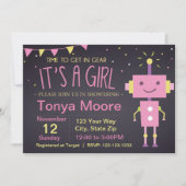 Invitation Baby shower Robot Rose (Devant)