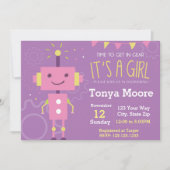 Invitation Baby shower Robot Rose (Devant)
