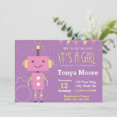 Invitation Baby shower Robot Rose (Debout devant)