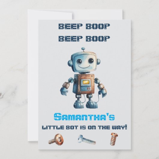 Invitation Baby shower robotique (Devant)