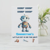 Invitation Baby shower robotique (Debout devant)