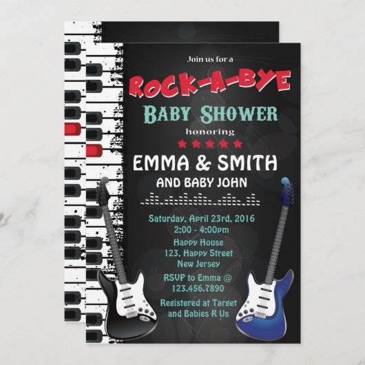 Invitation Baby shower Rock-A-Bye (Devant / Derrière)