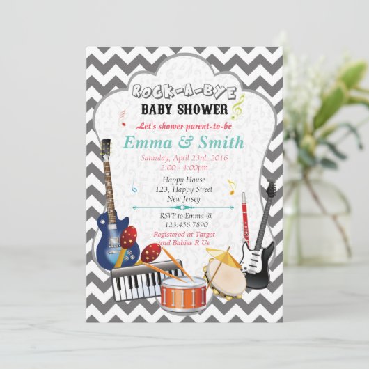 Invitation Baby shower Rock-A-Bye (Debout devant)