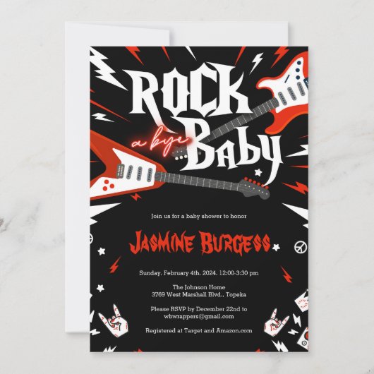 Invitation Baby shower Rock a Bye, Invitation de g (Devant)