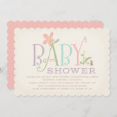 Invitation Baby shower Rock-a-bye - Rose (Devant / Derrière)