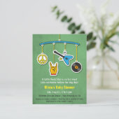 Invitation Baby Shower Rock and Roll Rétro Guitare Paix pour  (Debout devant)