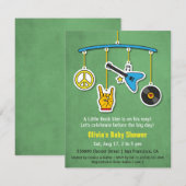 Invitation Baby Shower Rock and Roll Rétro Guitare Paix pour  (Devant / Derrière)