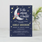 Invitation Baby shower Rocket To the Moon (Debout devant)