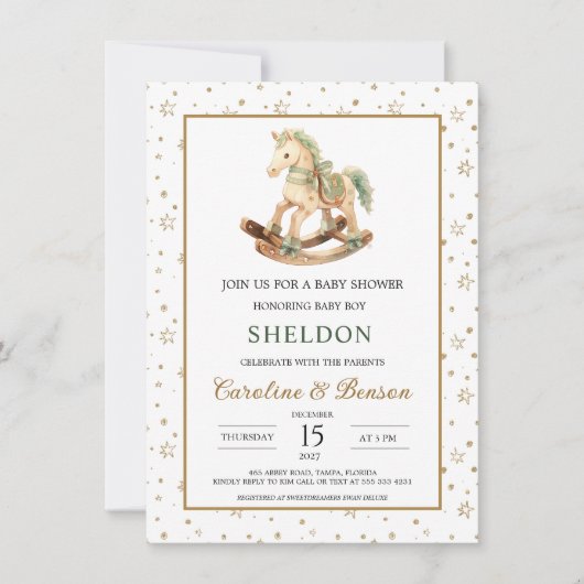 Invitation Baby shower Rocking Horse (Devant)
