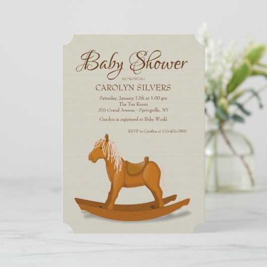 Invitation Baby shower Rocking Horse (Debout devant)