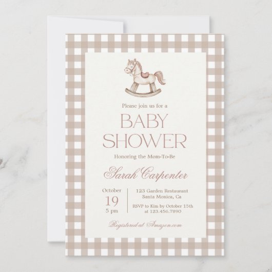 Invitation Baby shower Rocking Horse (Devant)