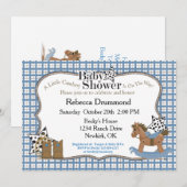 Invitation Baby shower Rocking Horse Cowboy (Devant / Derrière)