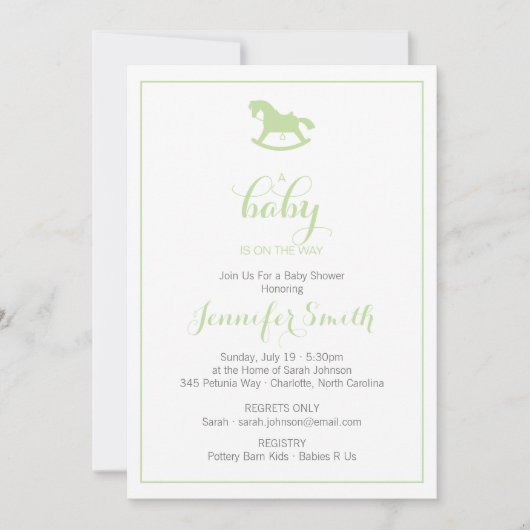 Invitation Baby shower Rocking Horse Mention d'invitation (Devant)
