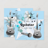 Invitation Baby Shower Rockstar Garçon (Devant / Derrière)