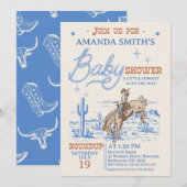 Invitation Baby shower Rodéo Brown vintage (Devant / Derrière)