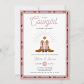 Invitation Baby shower rodéo de la petite fille rose de l'Oue (Devant)