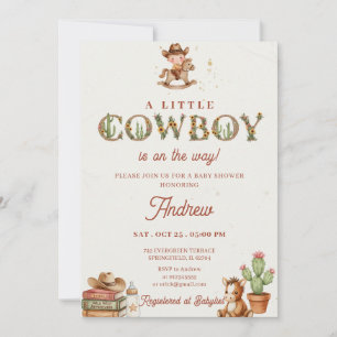 Invitation Baby Shower Rodéo Occidental Cow-boy Personnalisé
