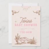 Invitation Baby shower Rodeo Twins Rose Western Desert (Dos)