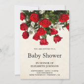 Invitation Baby shower romantique de Bouquet Roses Rouges (Devant)