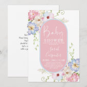 Invitation Baby shower romantique floral (Devant / Derrière)