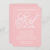 Invitation Baby shower rose (Devant / Derrière)