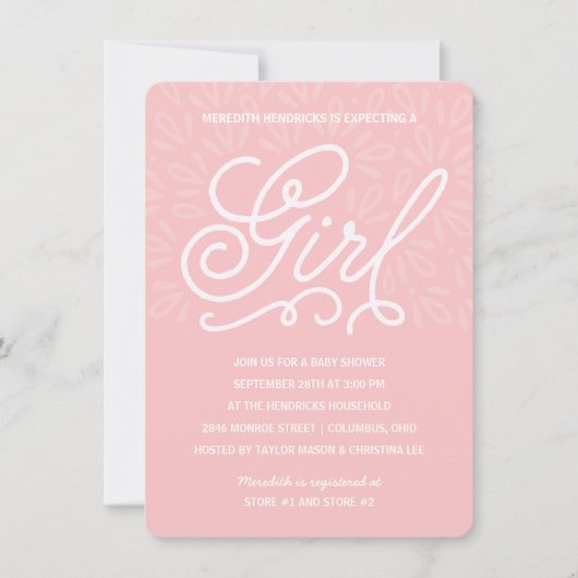 Invitation Baby shower rose (Devant)