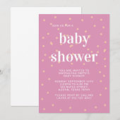 Invitation Baby shower rose (Devant / Derrière)