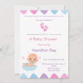Invitation Baby shower rose (Devant)