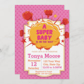 Invitation Baby shower rose (Devant / Derrière)