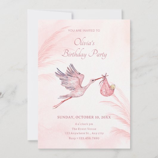 Invitation Baby shower rose (Devant)